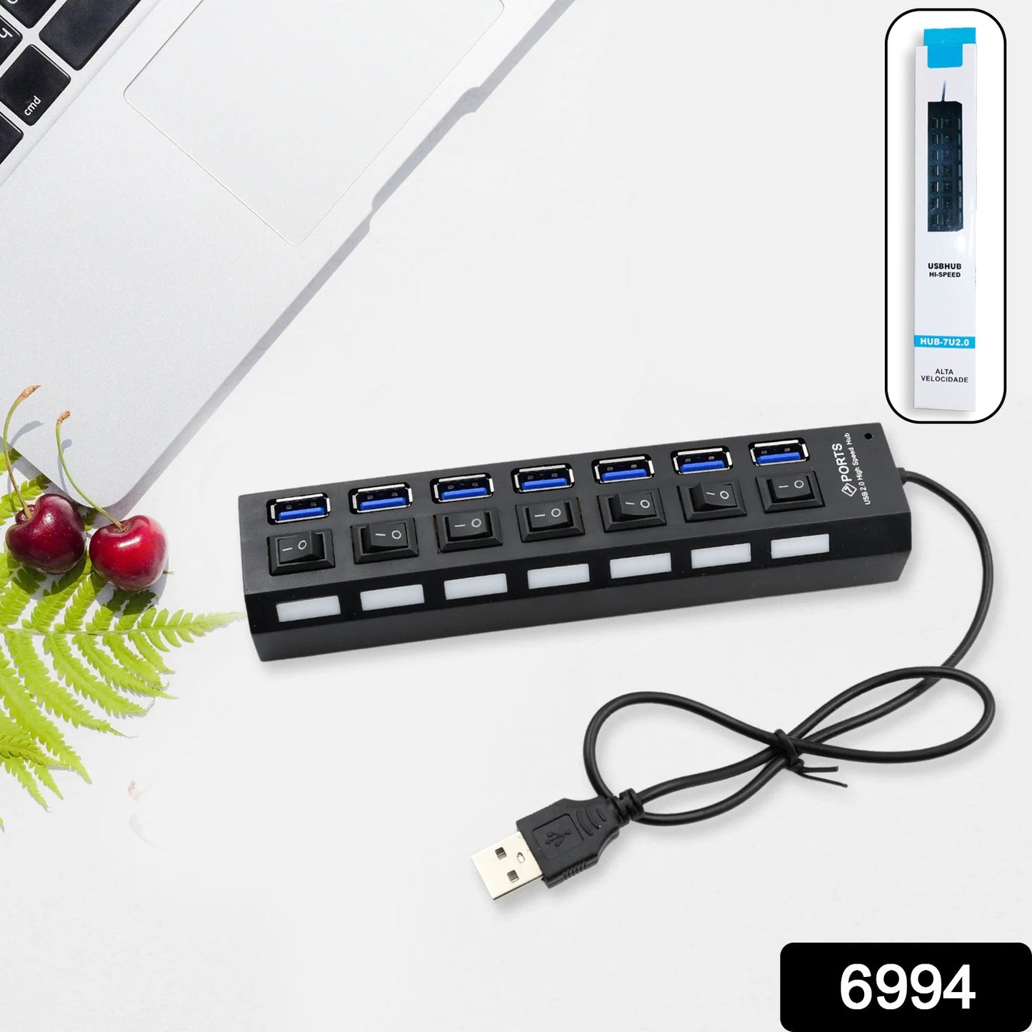 Usb Splitter Multi Port Usb 2.0 Hub 7 Port With Independent Onoff Switch And Led Indicators