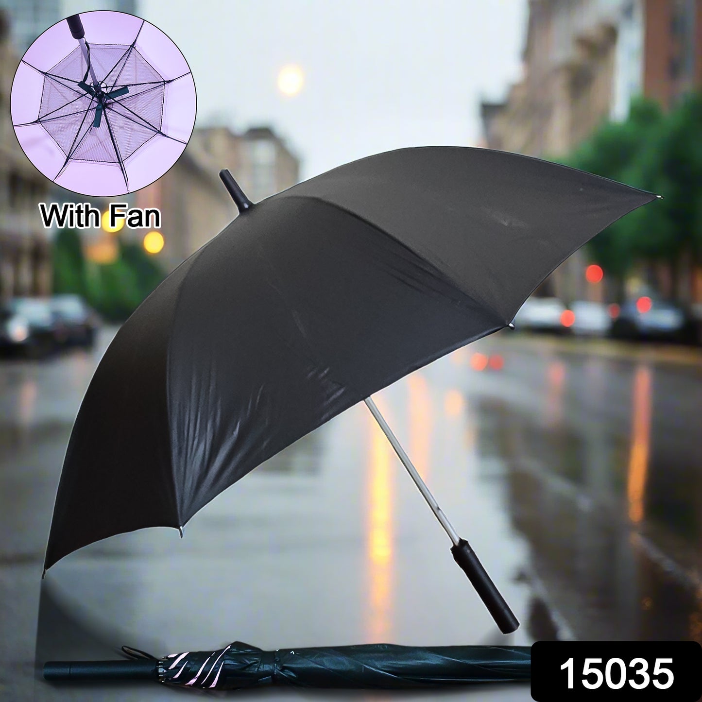 Sun Umbrella With Inside Fan Power Bank Umbrellas