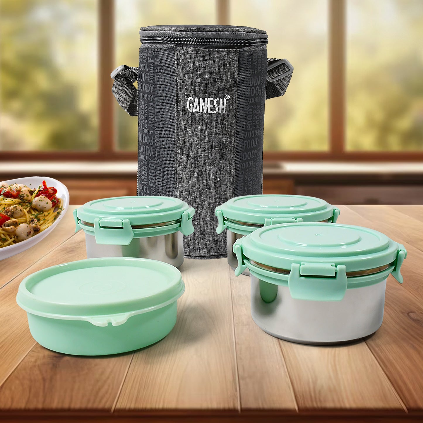 4in1 lunch Box 3 Stainless Steel Containers 300 Ml