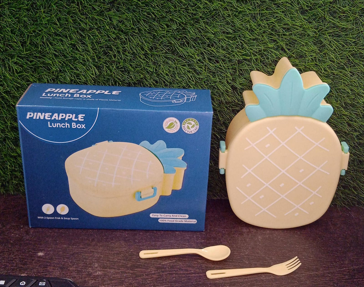 Kids Lunch Box Cute Pineapple Shaped Bento Box With Fork Spoon Snack Candy Container Microwave Portable