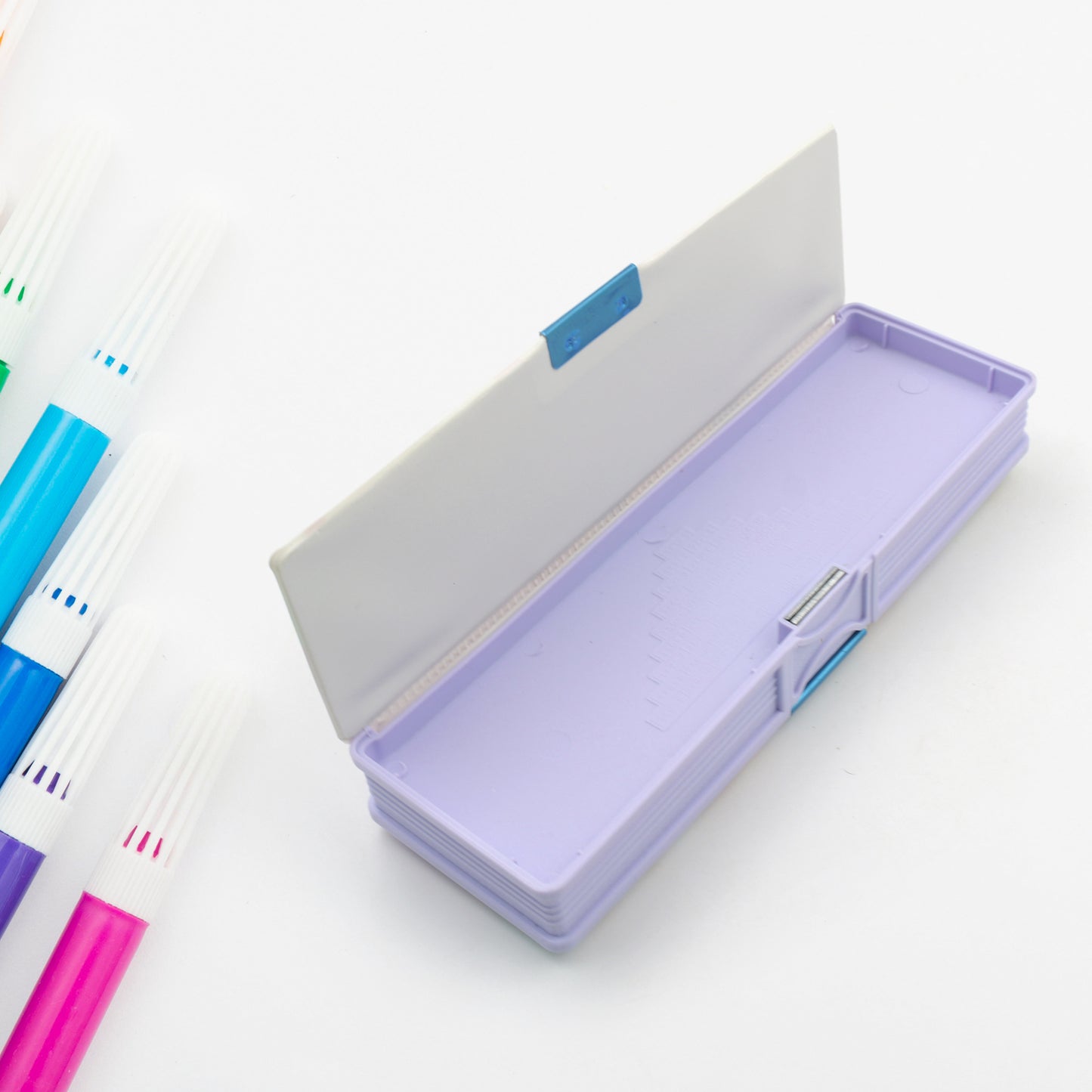 Multipurpose Compass Box Plastic Double Deck Pencil Case With 2 Compartments Supplies Utility