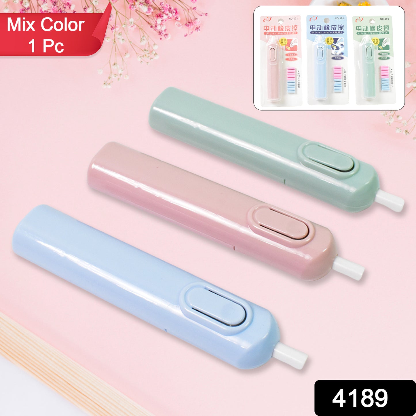 Electric Eraser Kit Automatic Pencil Eraser Battery Operated With 10 Eraser Refills (Battery Not Included)