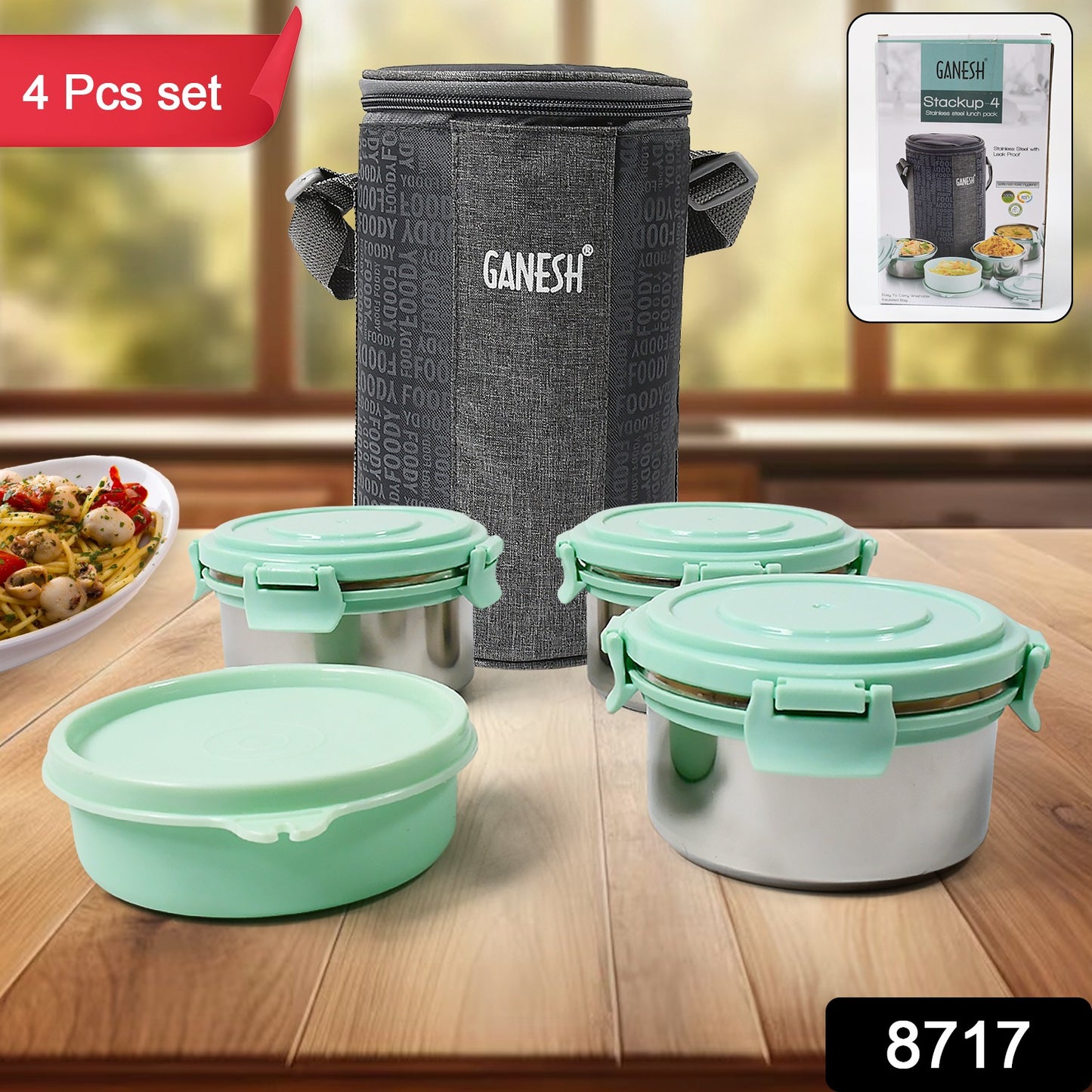 4in1 lunch Box 3 Stainless Steel Containers 300 Ml