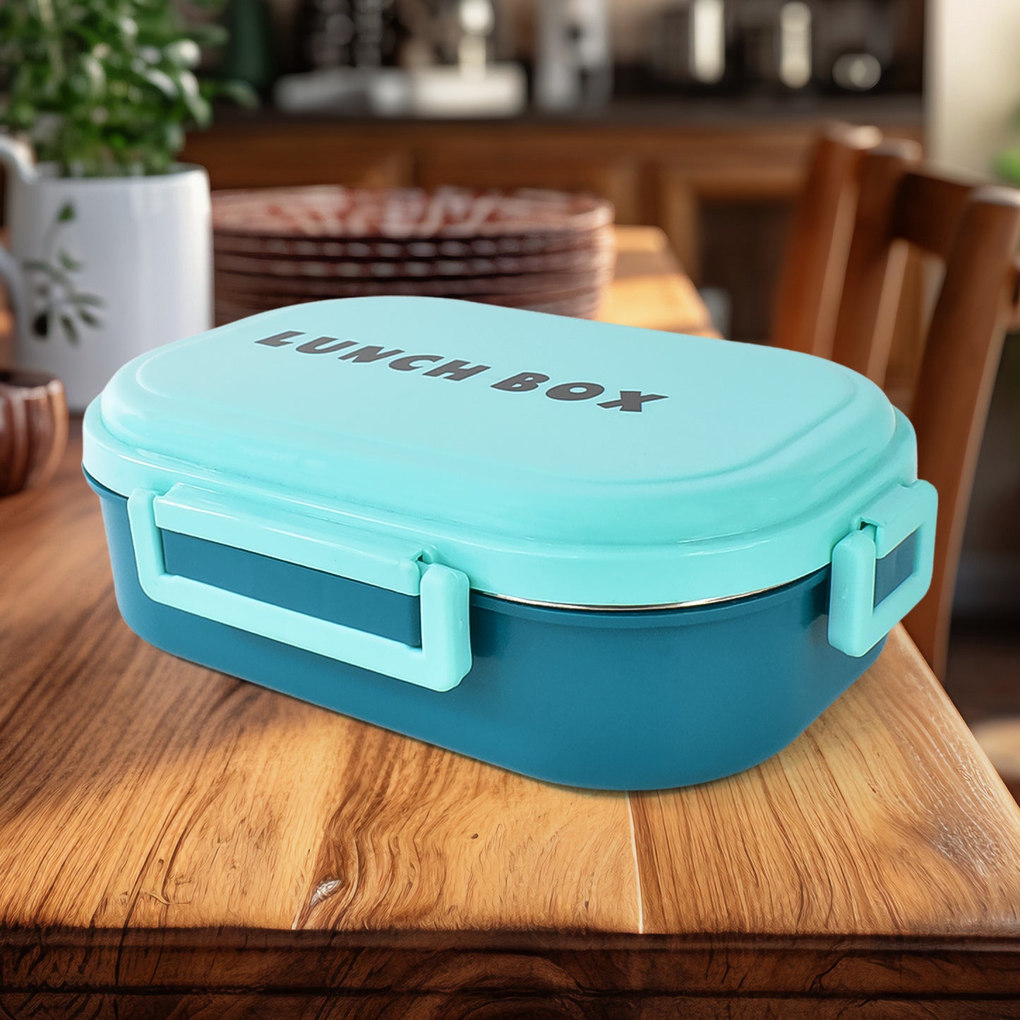3 In 1 Stainless Steel Lunch Box With Plastic Small Box Spoon (1 Set)