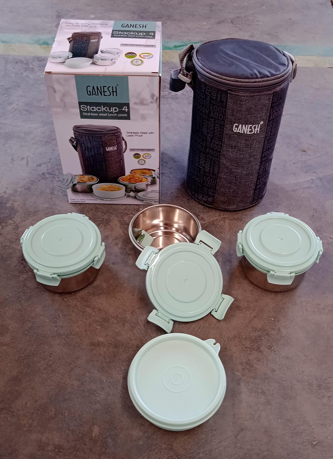 4in1 lunch Box 3 Stainless Steel Containers 300 Ml