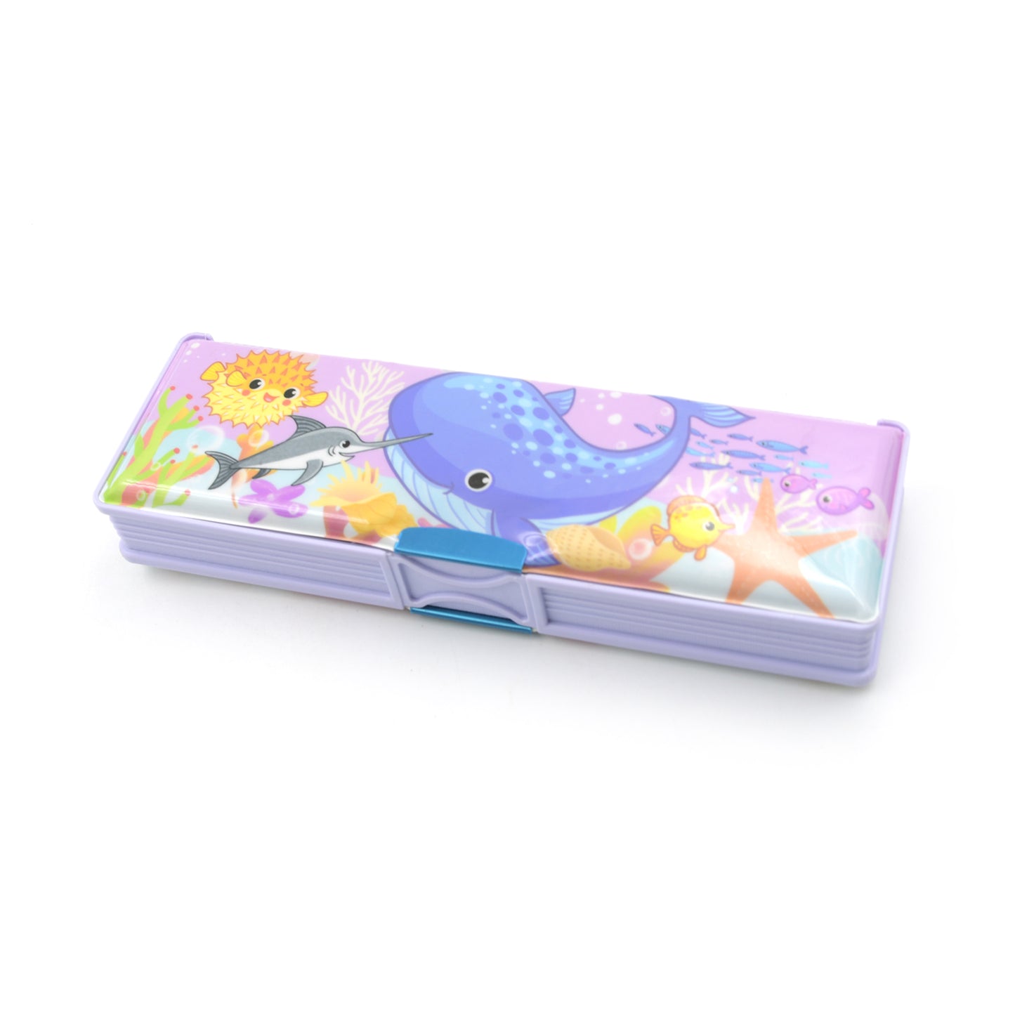 Multipurpose Compass Box Plastic Double Deck Pencil Case With 2 Compartments Supplies Utility