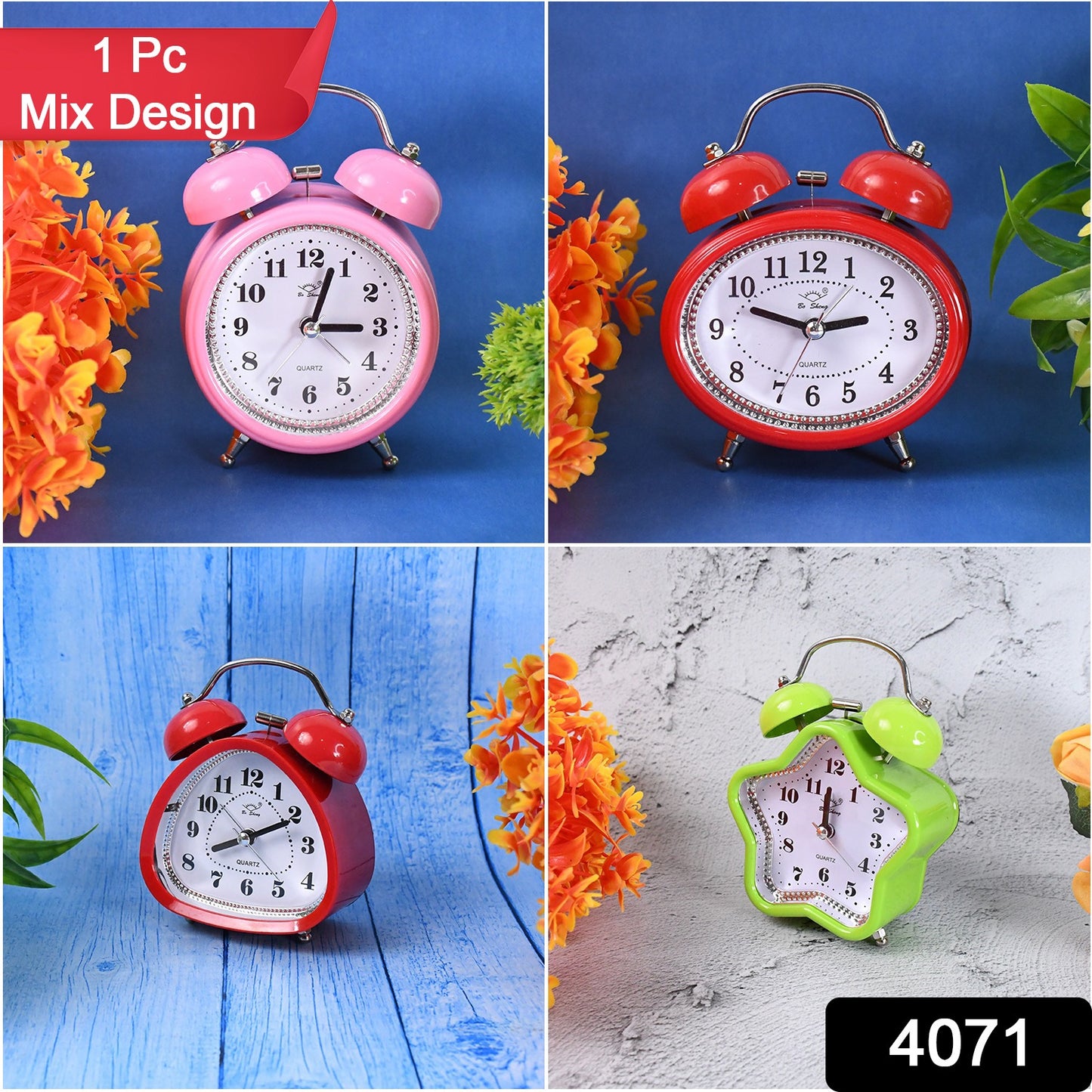 Mini Cute Alarm Clock Small Kids And Students (Mix Design Color 1 Pc)