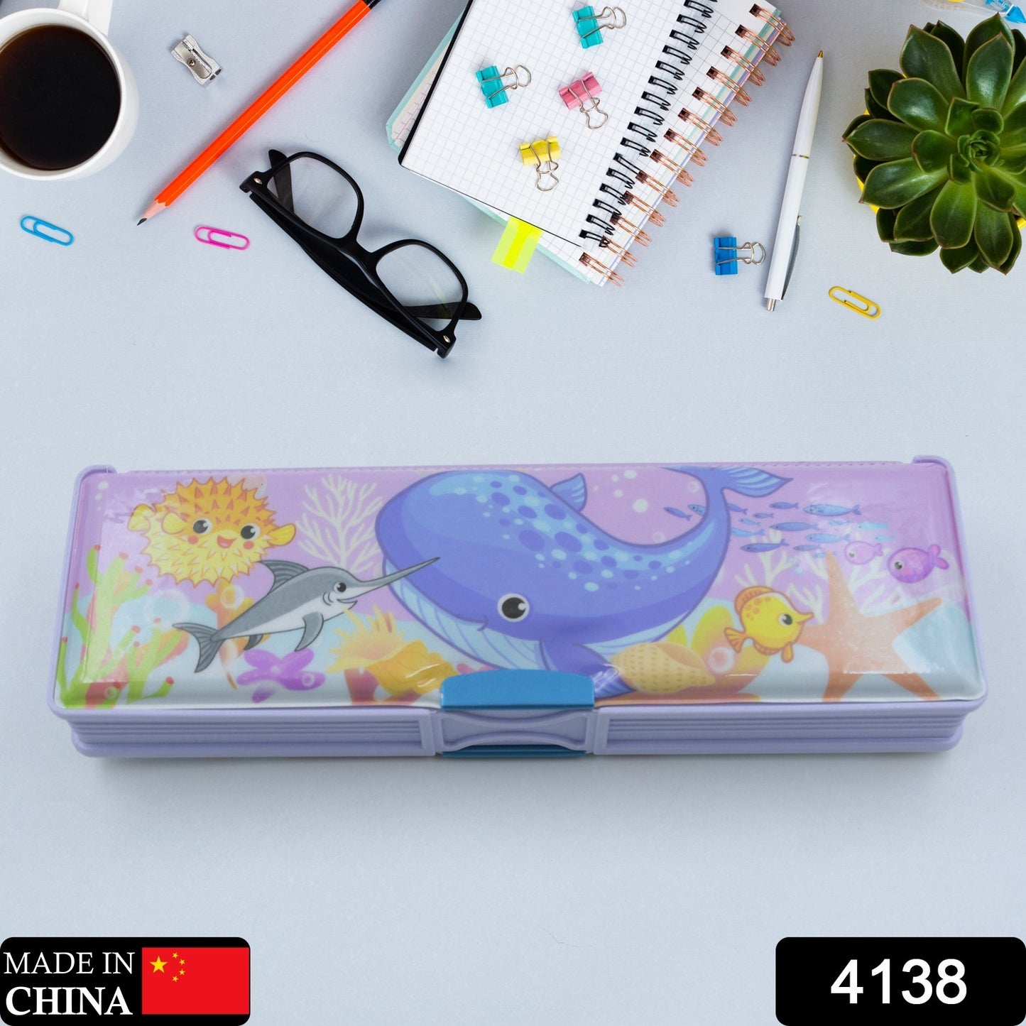 Multipurpose Compass Box Plastic Double Deck Pencil Case With 2 Compartments Supplies Utility