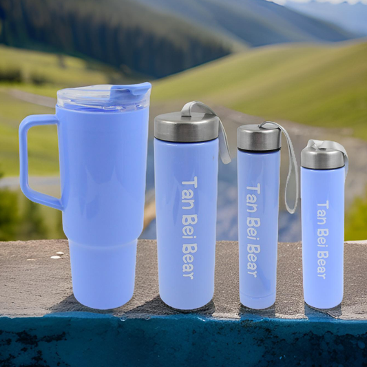 Plastic Water Bottle 3 Different Size Bottle Tumbler With Straw (4 Pc Set)