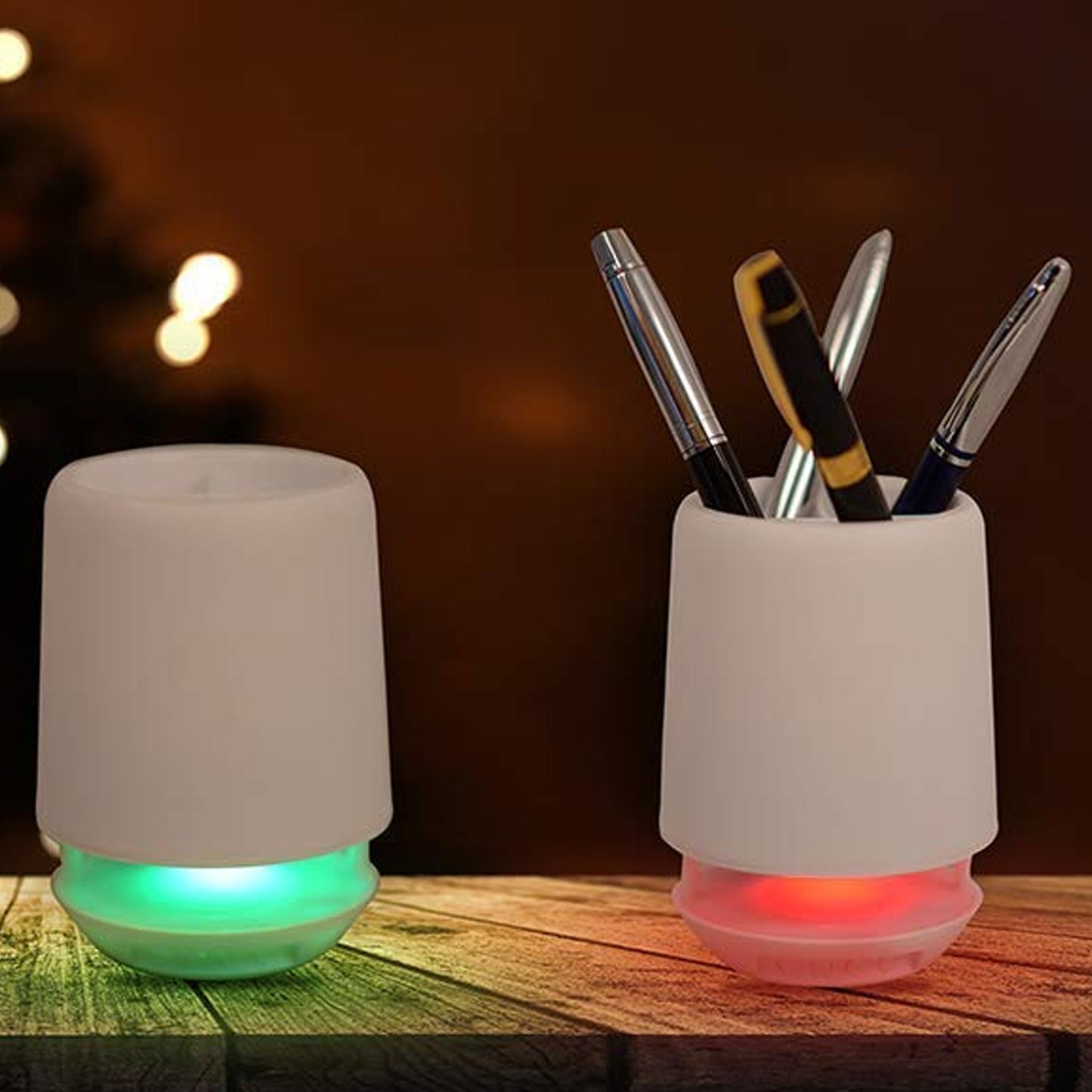 Multifunctional 4 Compartment Pen Holder With Bluetooth Speaker Laptop Desk Speaker  Table Lamp Night Lamp Smart Color Changing Pen Stand