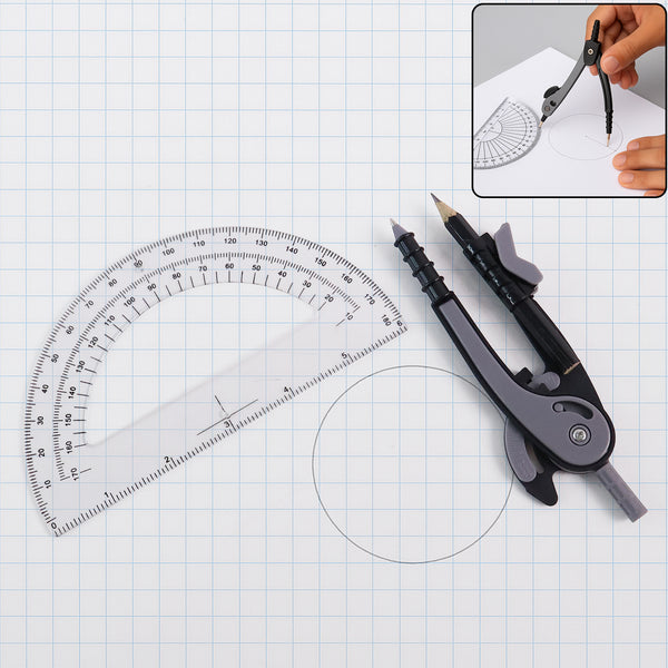 2-piece Geometry Protractor Set With Lock And Transparent Protractor ...
