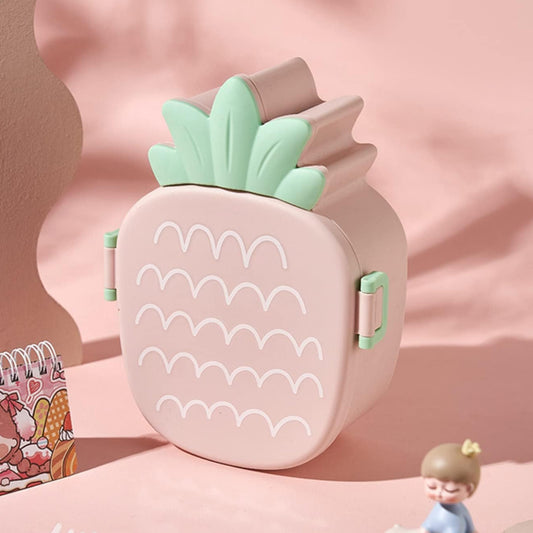 Kids Lunch Box Cute Pineapple Shaped Bento Box With Fork Spoon Snack Candy Container Microwave Portable