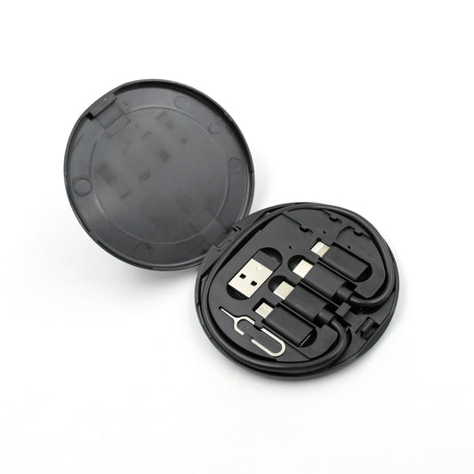 Mini Multi-functional Fast Charging Data Cable Set For Apple Android Type C Charging With Retrieve Card (5in1)