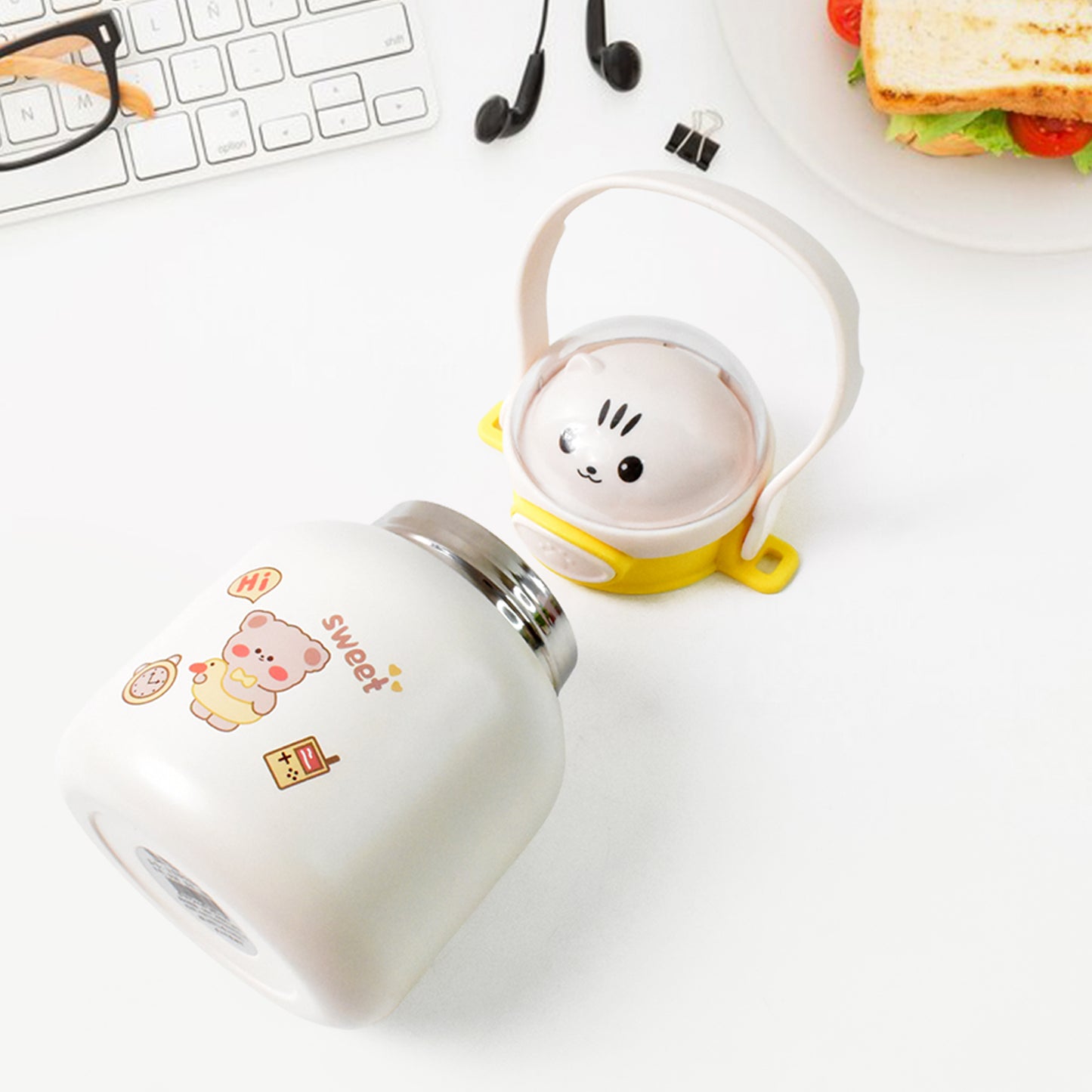 Stainless Steel Kltten  Bottle Vacuum Insulated Cup With Handle Strap (700 Ml)