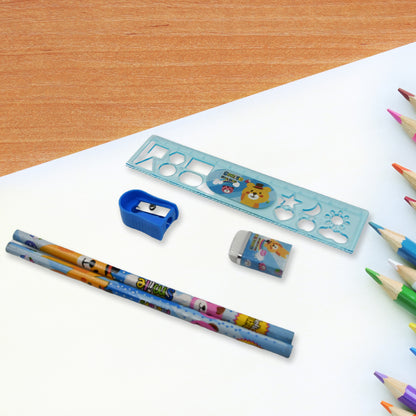 Stationery Kit For Kids - Stationery Set Includes Wooden Pencil Sharpener Pencil And Eraser (6 Pcs Set)