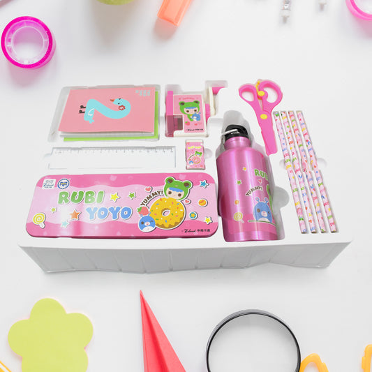 Stationery Kit 1 Pencil Box Compass Box 1 Eraser 1 Scissors 1 Ruler 4 Pencils (12 pc)