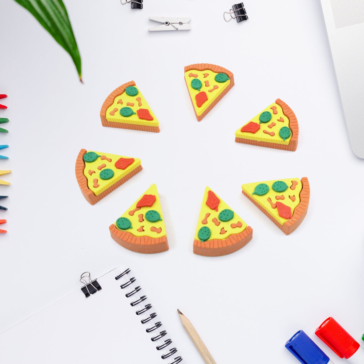 3d Pizza Slices Kids Favourite Food Eraser Pizza 7 Slice Eraser