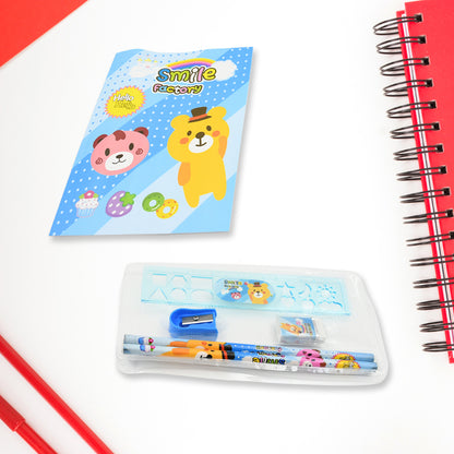 Stationery Kit For Kids - Stationery Set Includes Wooden Pencil Sharpener Pencil And Eraser (6 Pcs Set)