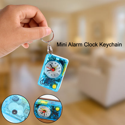 Mini Alarm Clock Keychain  1pc Portable Quartz Analog Clock Key Ring