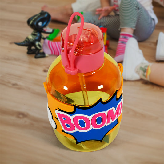 Cute Plastic Water Bottle With Adjustable Shoulder Strap Straw And Rubber Grip Potable Drinking Cup Water Bottle For Kids  Water Bottle  Return Gift For Kids Adults  School Water Bottle (1 Pc  750 Ml)