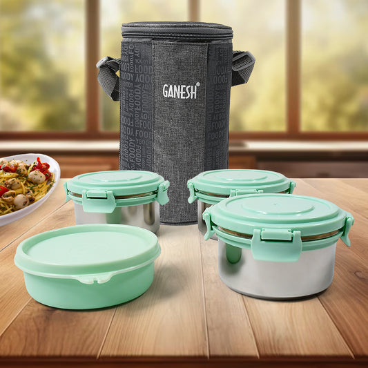 4in1 lunch Box 3 Stainless Steel Containers 300 Ml