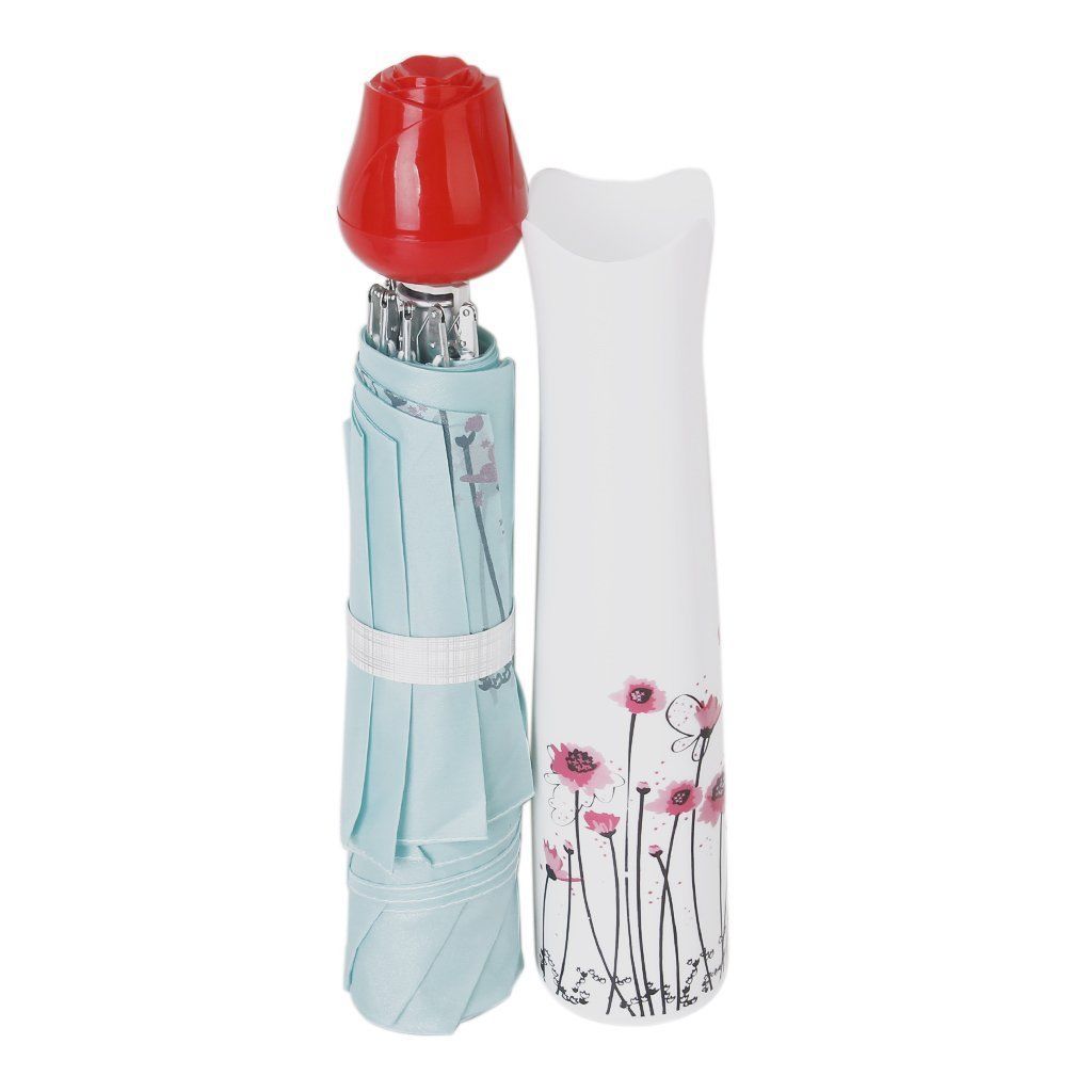 Rose Umbrella Lightweight Waterproof with Mini Rose Flower Case