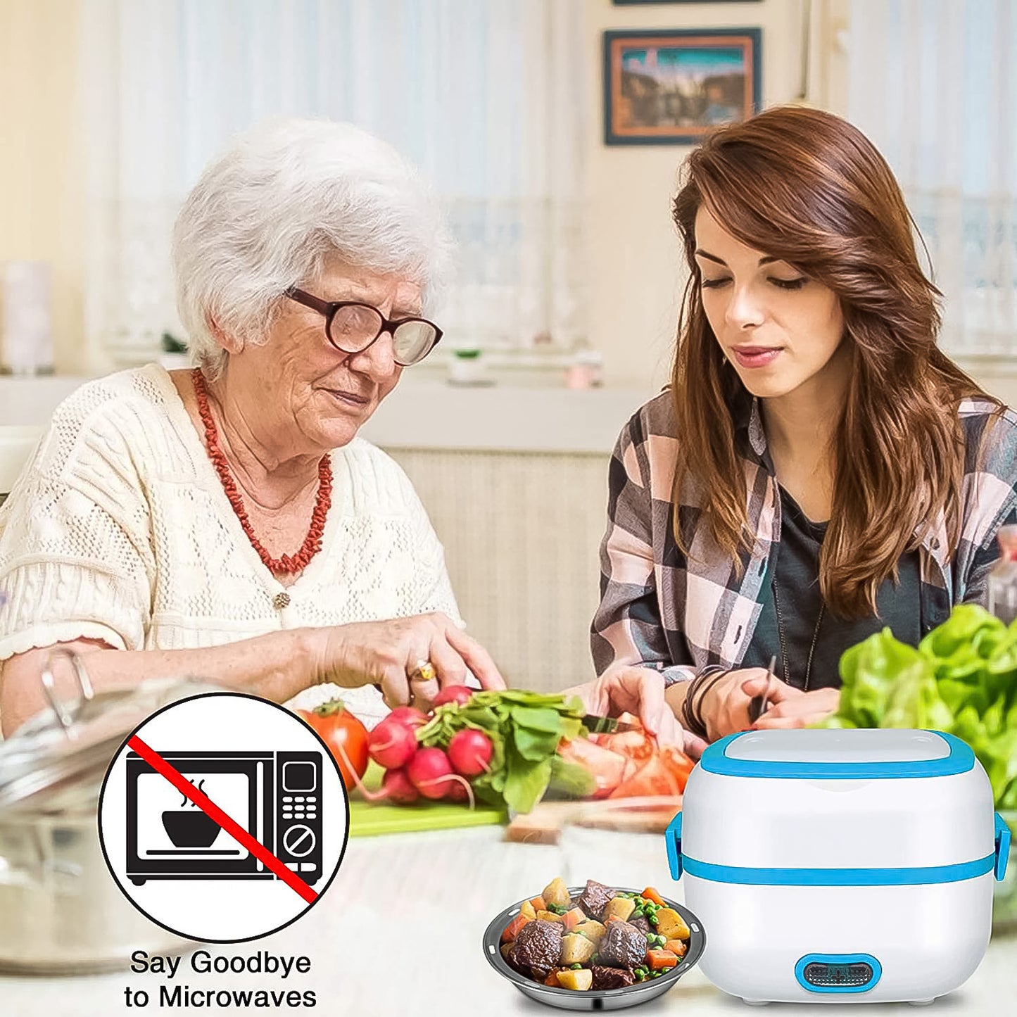 Electric Lunch Box 3 In 1 Heater Cooker Steamer With Stainless Steel Bowls (1 Set)