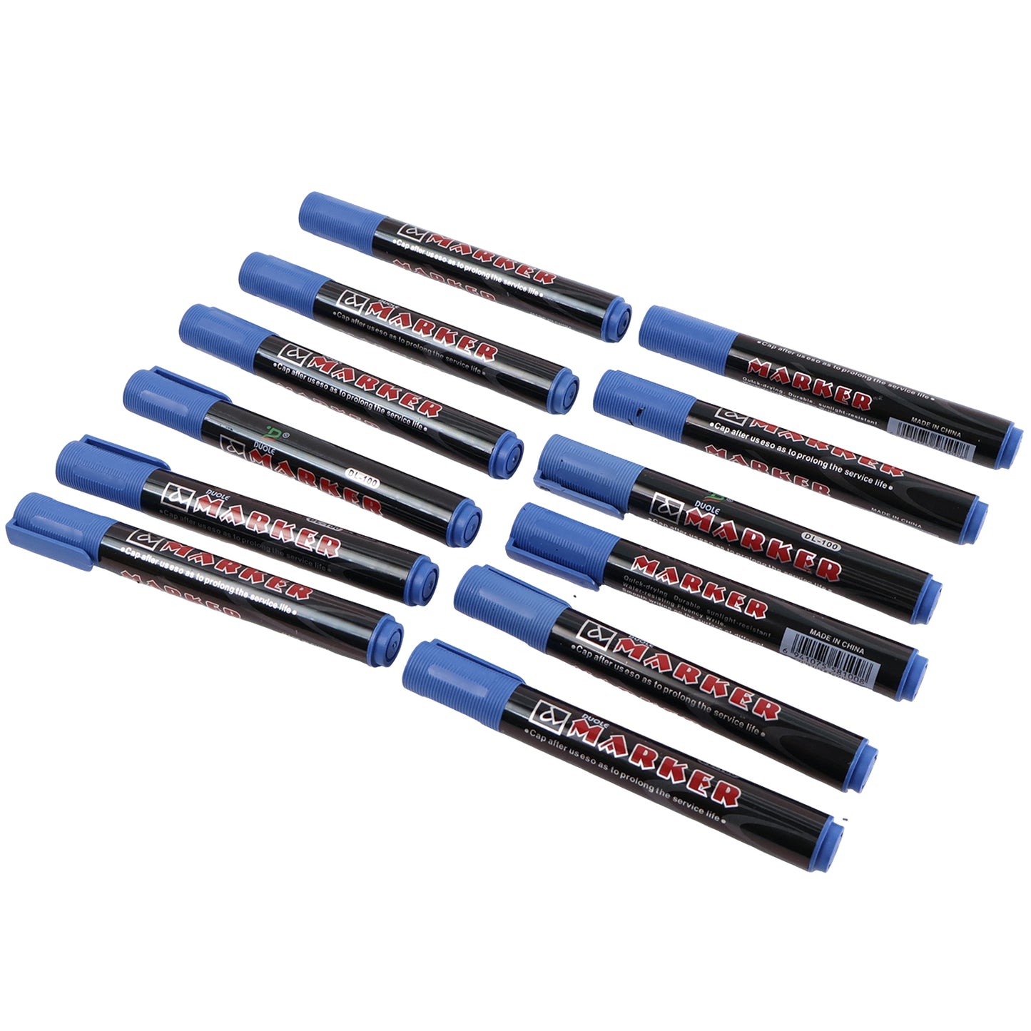 Premium Permanent Blue Marker Pen Set (12 Pc)
