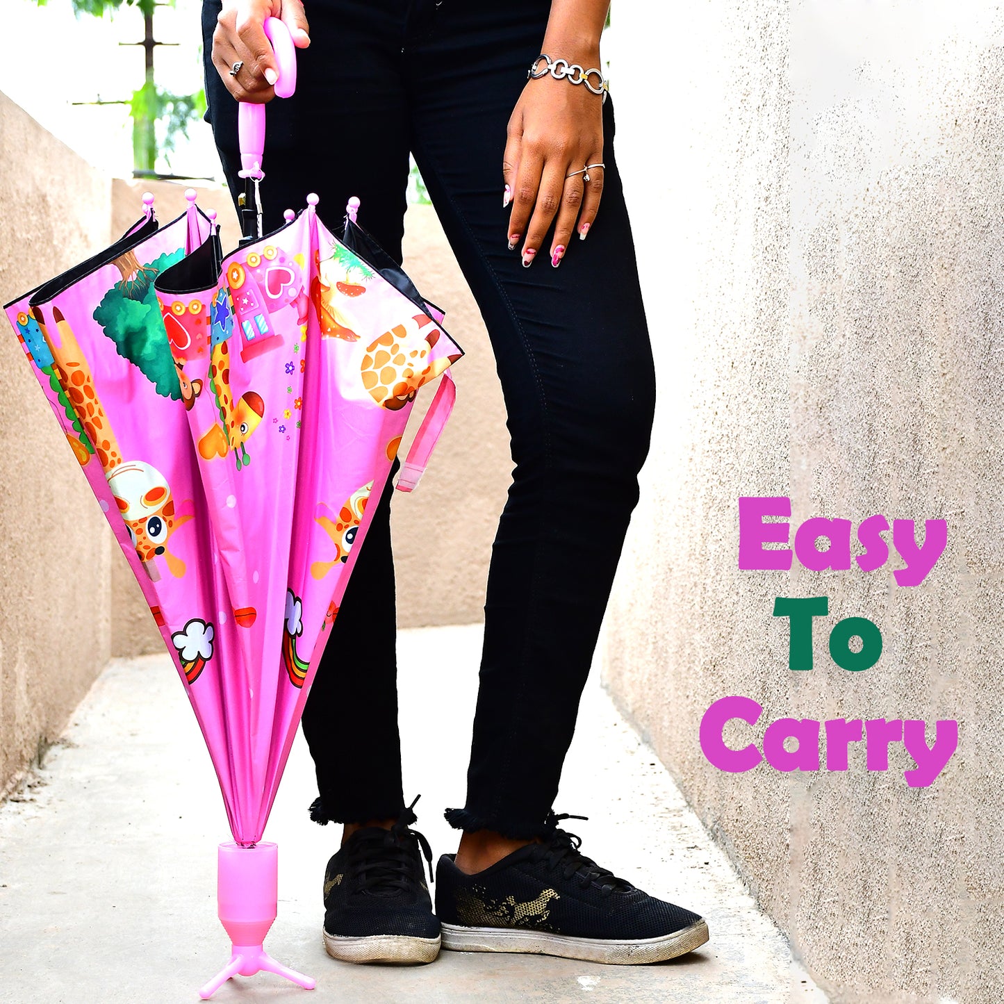 Umbrella With Handle And Lightweight Safety Round Plastic Cap
