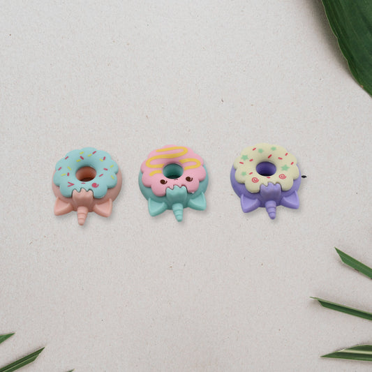 Tree Small Sized Cartoon Themed Non-toxic Donut Erasers School Stationery  For Kids - Boys  Girls  Birthday Gift Return Gift (3pc Set)