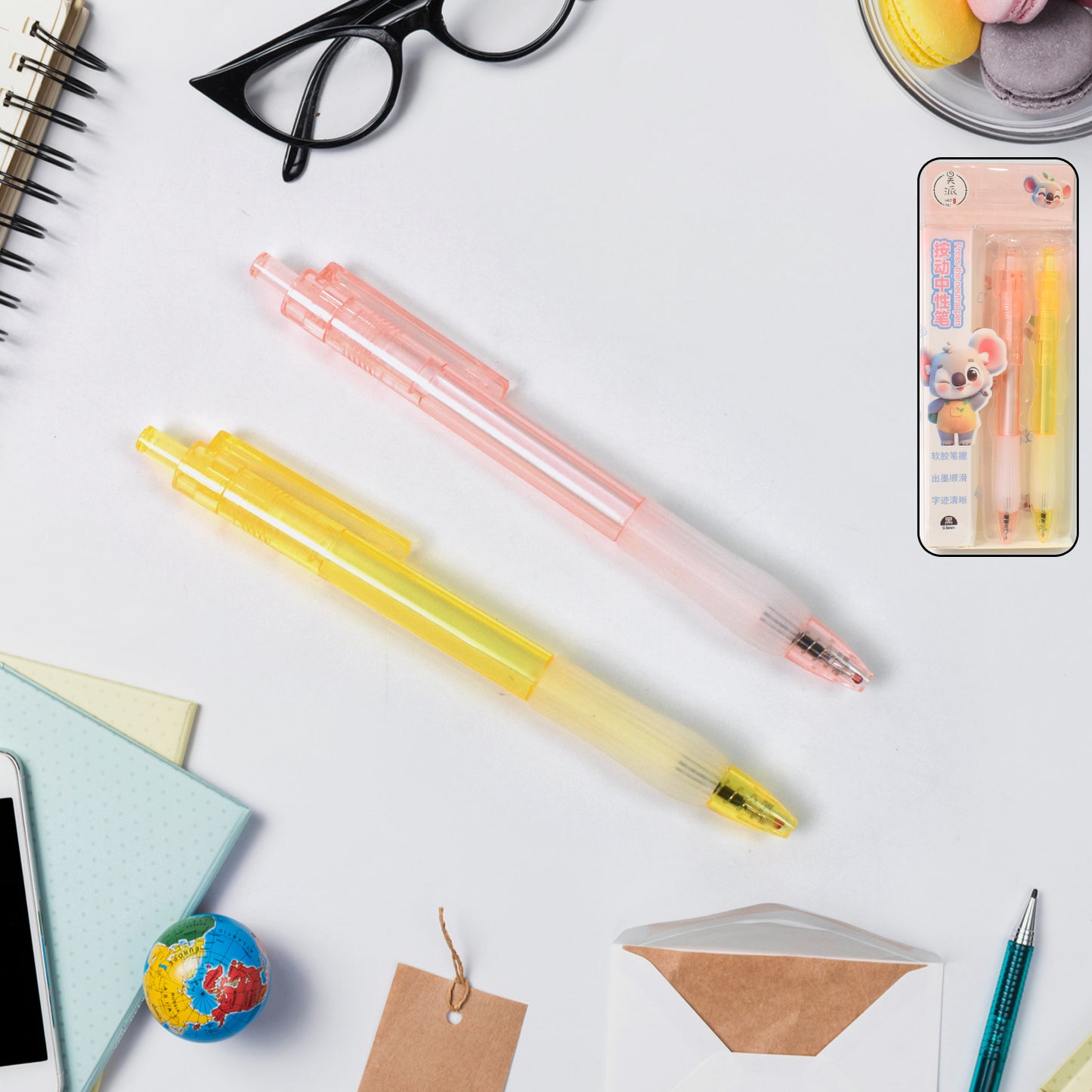 Lightweight Smooth Writing Black Ball Pens (2 Pc)