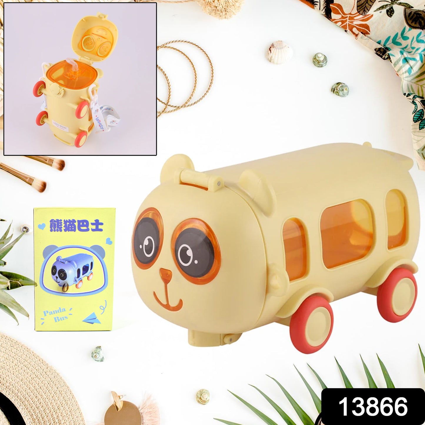 Bus Shape Water Bottle For Kids With Strap (500 Ml)