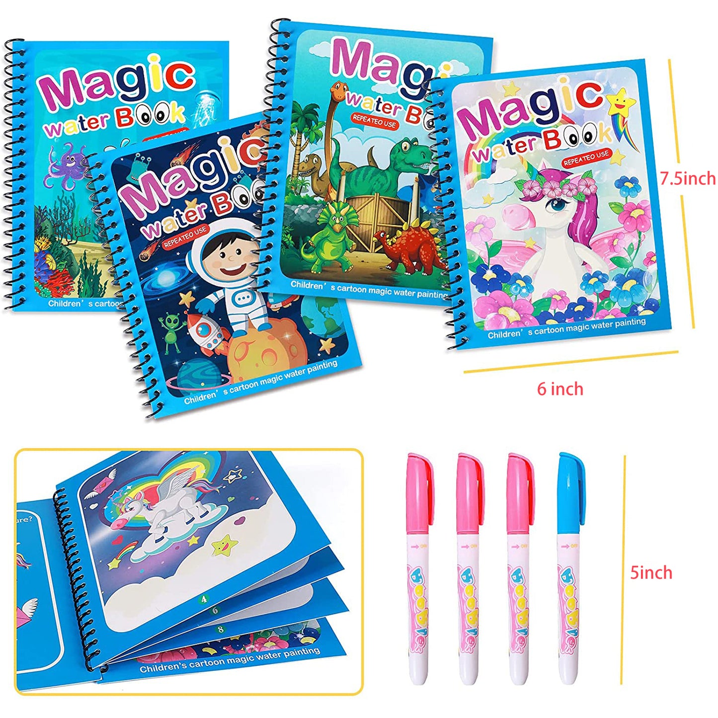 Water Coloring Book Doodle With Magic Pen