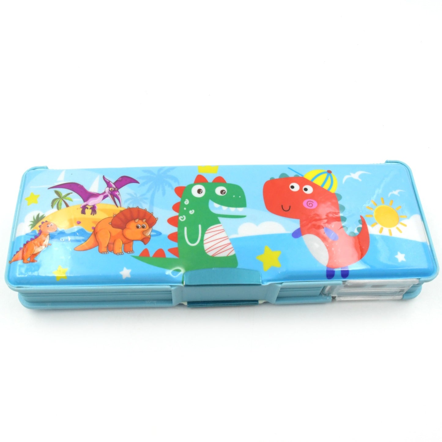 Multipurpose Compass Box Plastic Double Deck Pencil Case With 2 Compartments