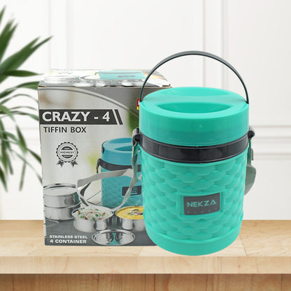Double Wall Insulated Stainless Steel Tiffin 4 Compartment Lunch Box