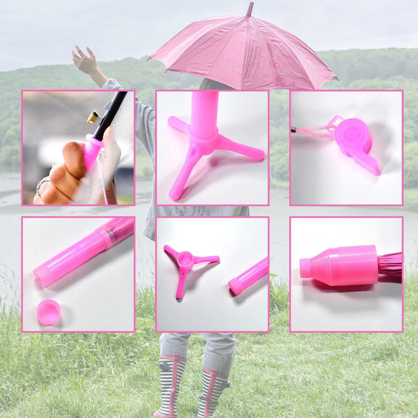 Umbrella With Handle And Lightweight Safety Round Plastic Cap