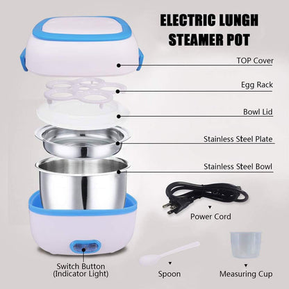 Electric Lunch Box Portable Food Warmer Food Heating Stainless Steel Compartments, 220V 200W