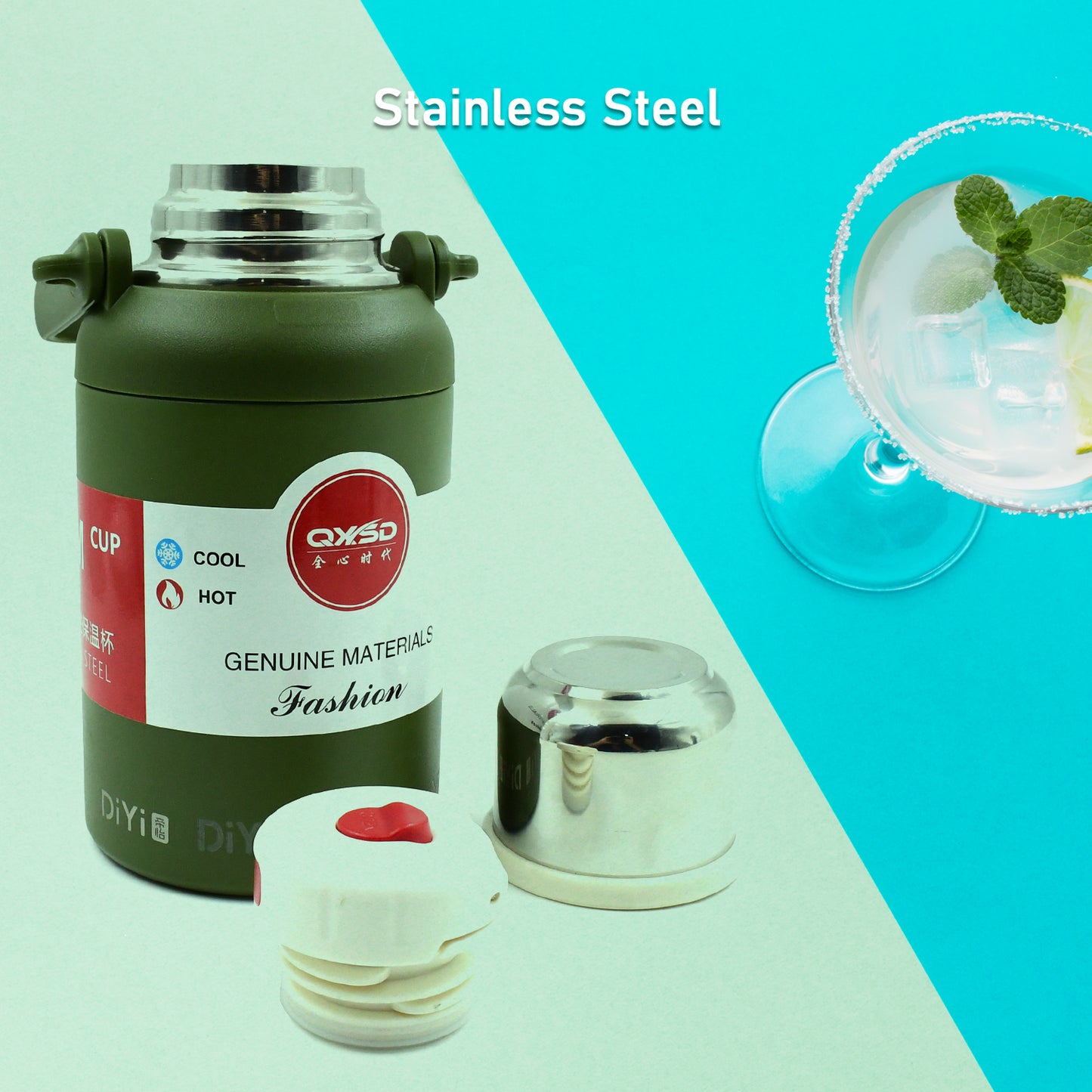 Stainless Steel Vacuum Insulated Water Bottle  Cup  Leak Proof Flask For Tea Coffee  Reusable Water Bottle With Hanging Strap  Bottle For Hot  Cold Drinks Wide Mouth Water Flask (900 Ml  Mix Color)
