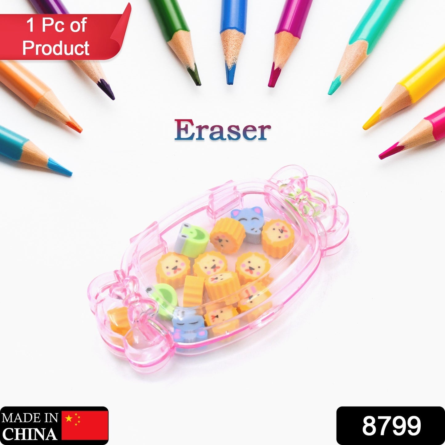 Cute School Eraser Set Cute Eraser Multi Design Rubber Erasers For Pencil Cleaning Stationery School Student Girl Kids (15 Pc In1 Set)