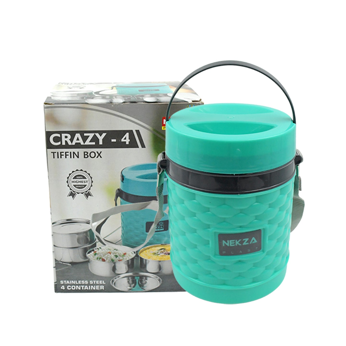 Double Wall Insulated Stainless Steel Tiffin 4 Compartment Lunch Box