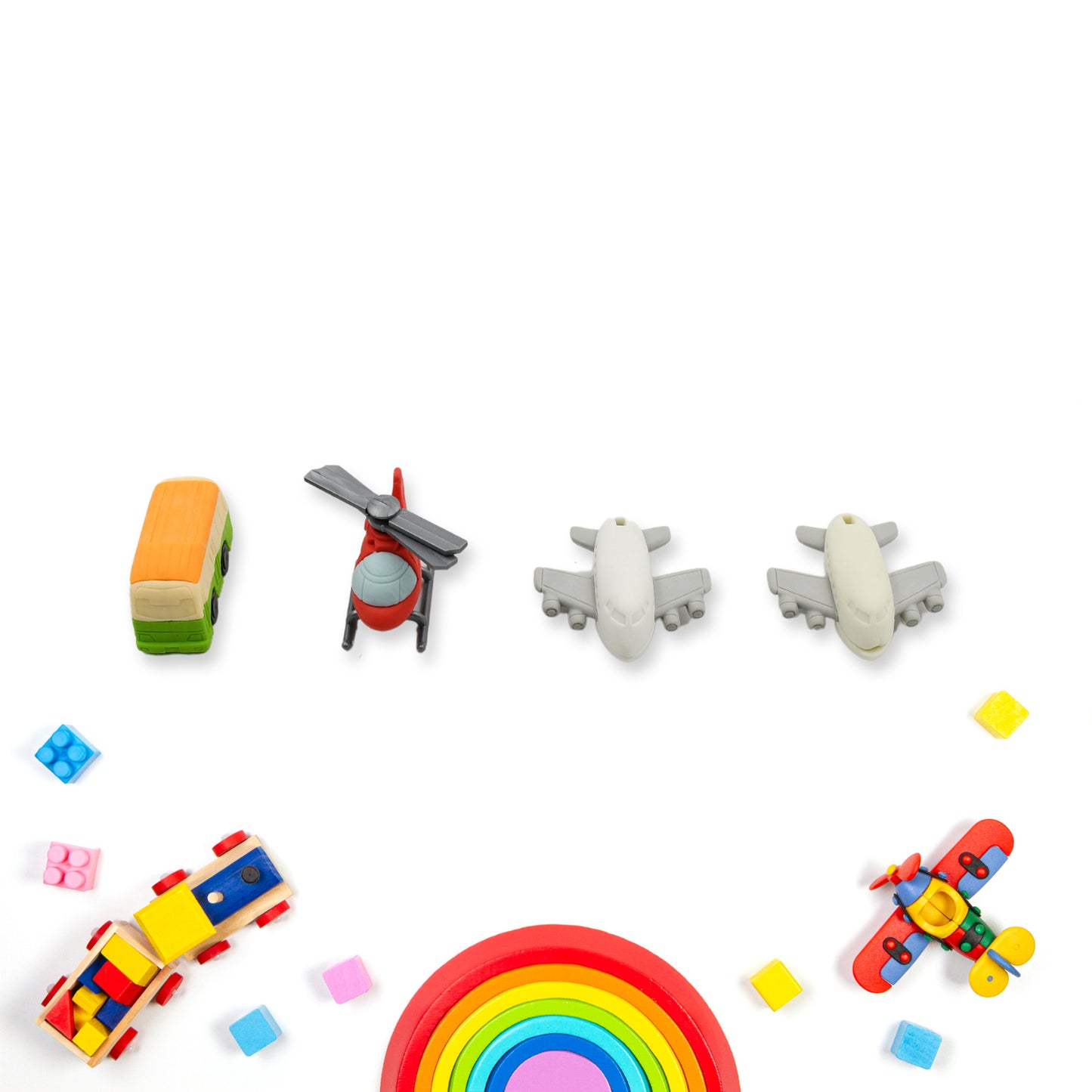 Vehicle Pattern Eraser School Stationery (4 Pc Set)