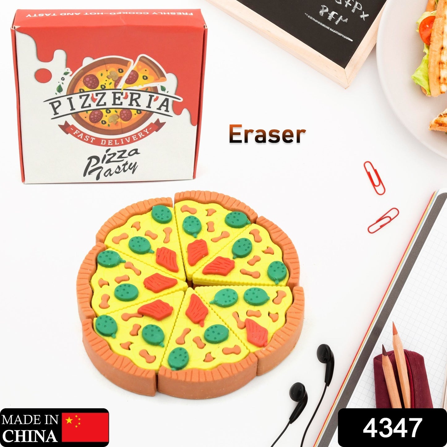3d Pizza Slices Kids Favourite Food Eraser Pizza 7 Slice Eraser