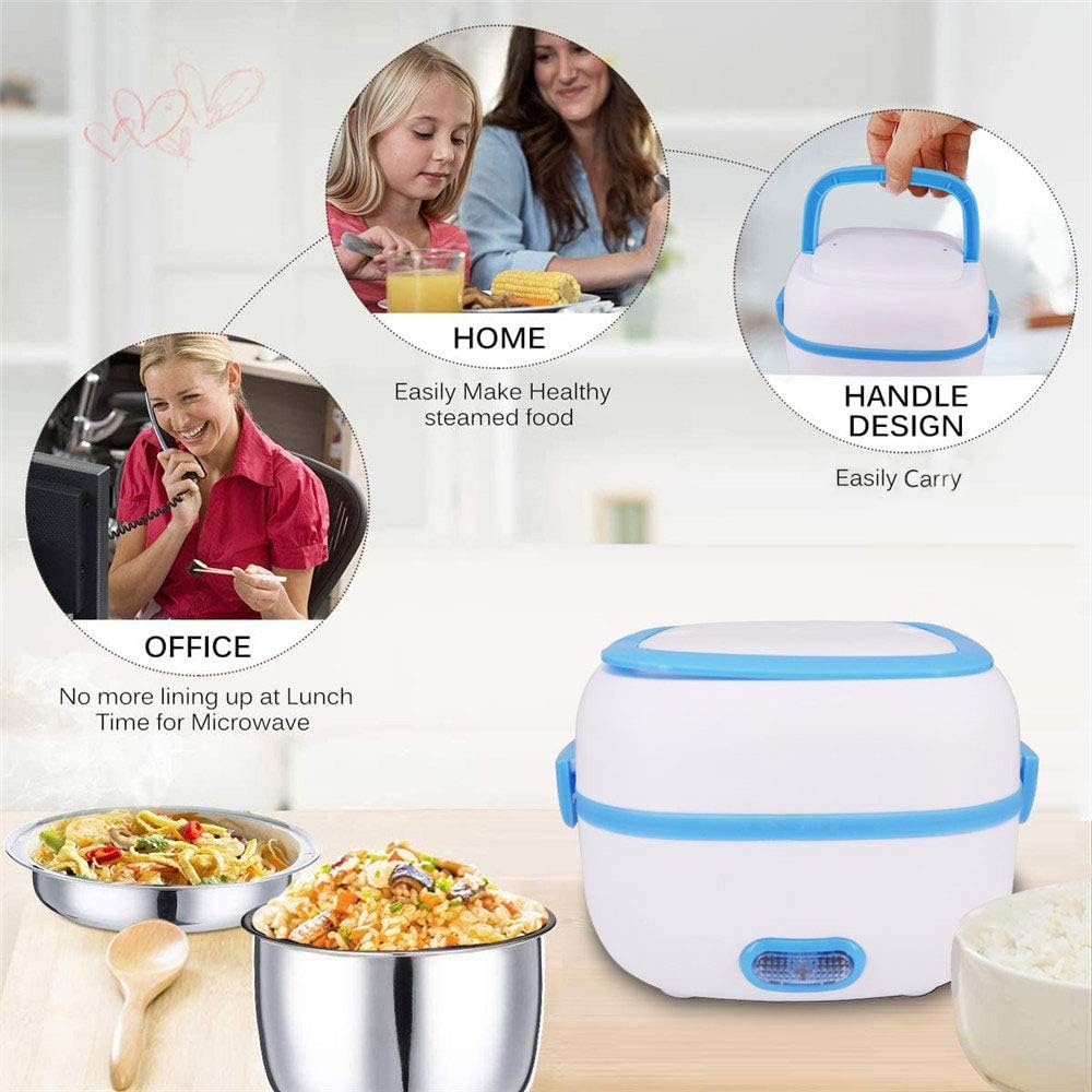 Electric Lunch Box Portable Food Warmer Food Heating Stainless Steel Compartments, 220V 200W
