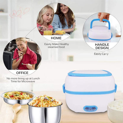 Electric Lunch Box Portable Food Warmer Food Heating Stainless Steel Compartments, 220V 200W