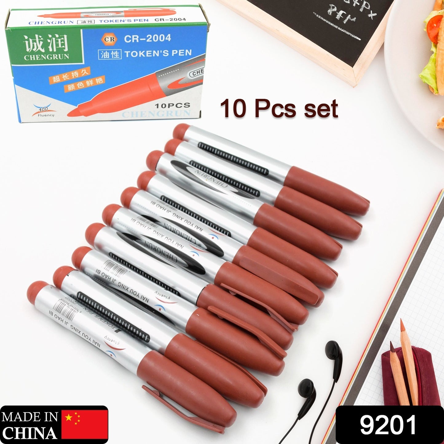 10pc Marron Marker And Pen Used In Studies And Teaching White Boards
