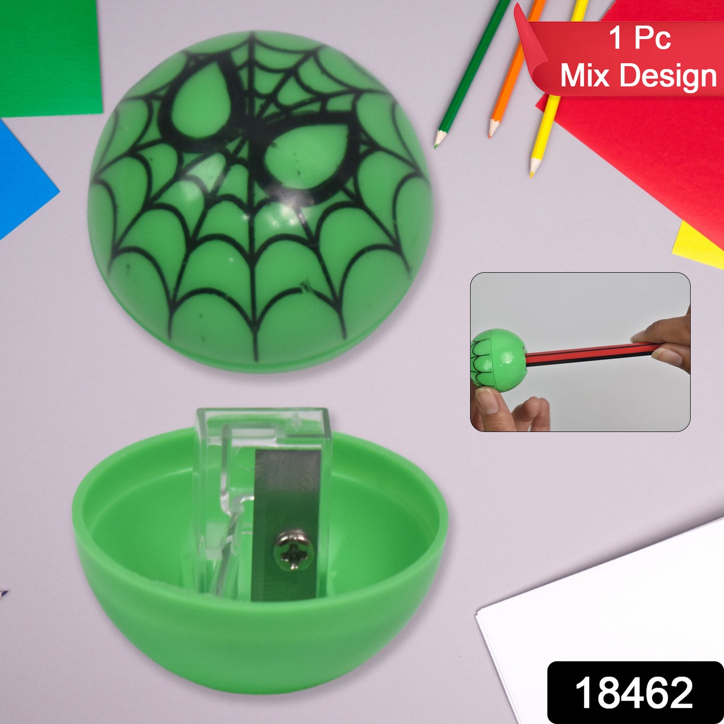 Round Shape Mix Design Pencil Sharpener (1 Pc)