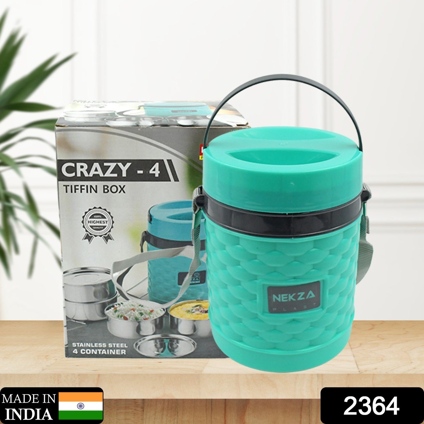 Double Wall Insulated Stainless Steel Tiffin 4 Compartment Lunch Box