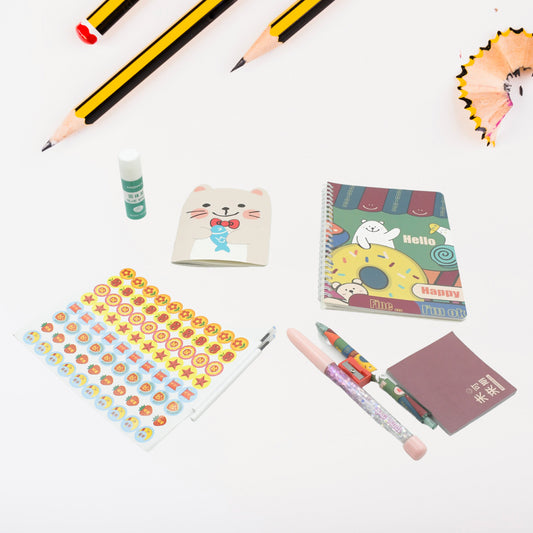 Stationery Kit school Box Book Diary Pen Eraser Sharpner Sticker Pen