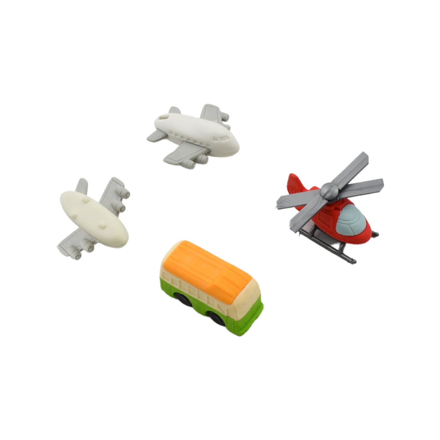 Vehicle Pattern Eraser School Stationery (4 Pc Set)