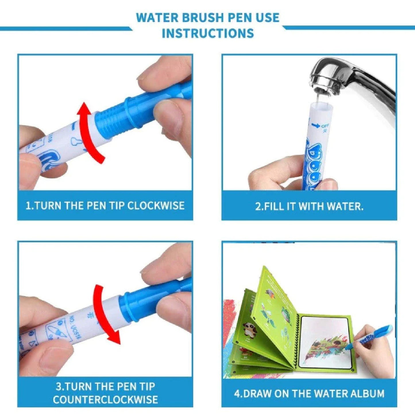 Water Coloring Book Doodle With Magic Pen